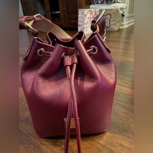 Dooney & Bourke Burgundy Leather Drawstring Shoulder Bag